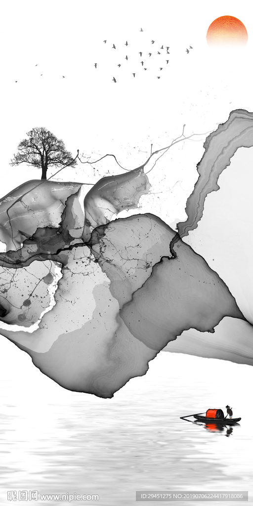 玄关 烟雾线条画 TIF分层