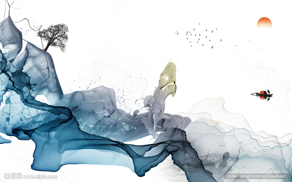 新中式 抽象线条画 TIF分层