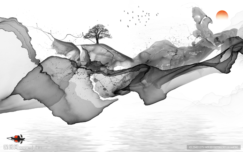 灰色TIF分层 抽象线条画