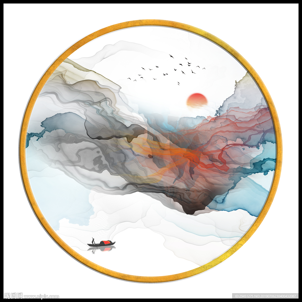 中国风TIF分层 抽象线条画