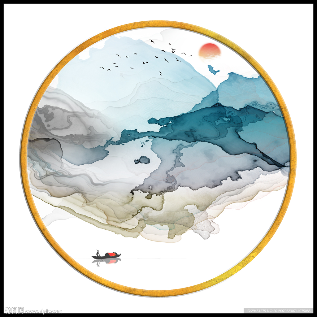 圆形 TIF分层 抽象线条画