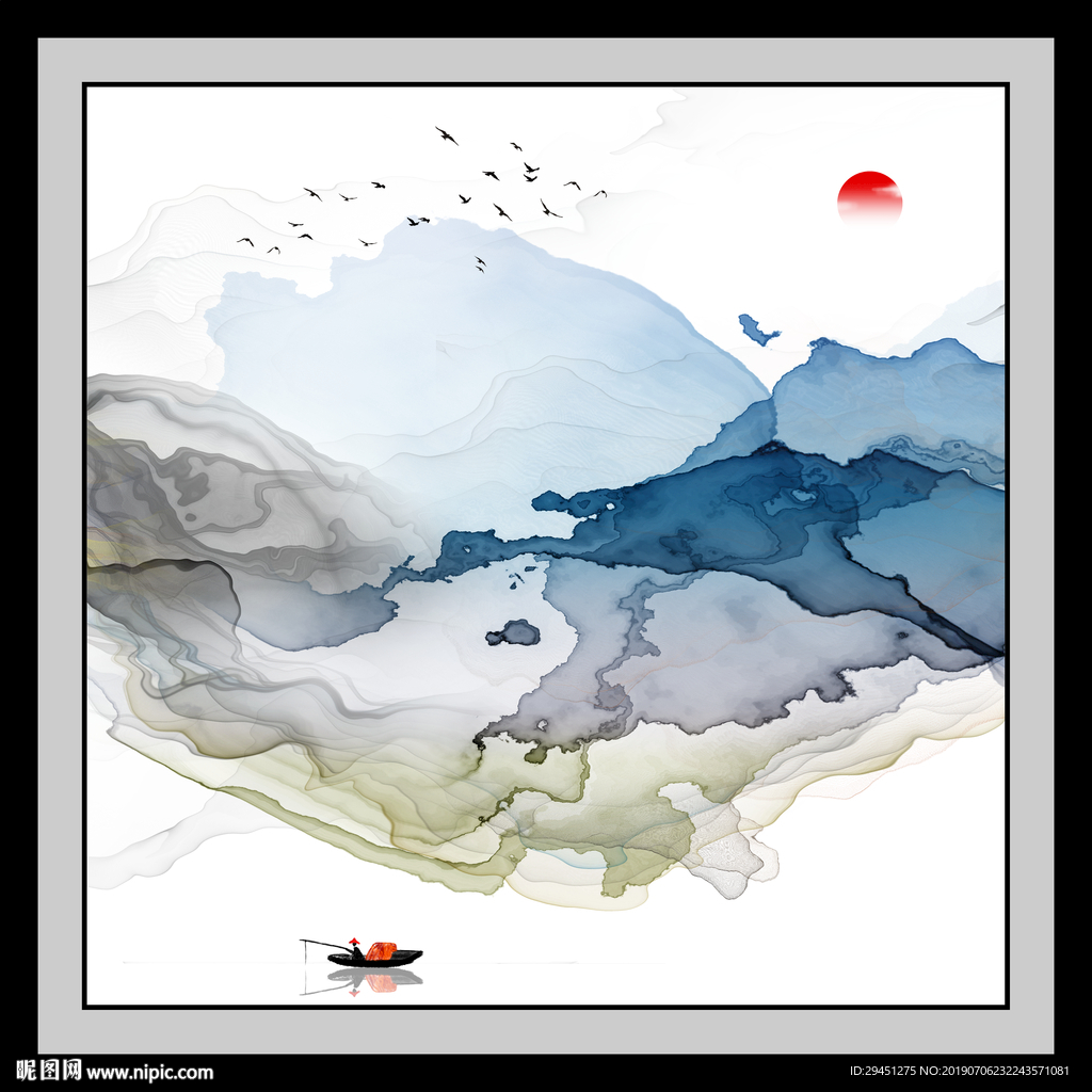 大气 TIF分层 抽象山水画