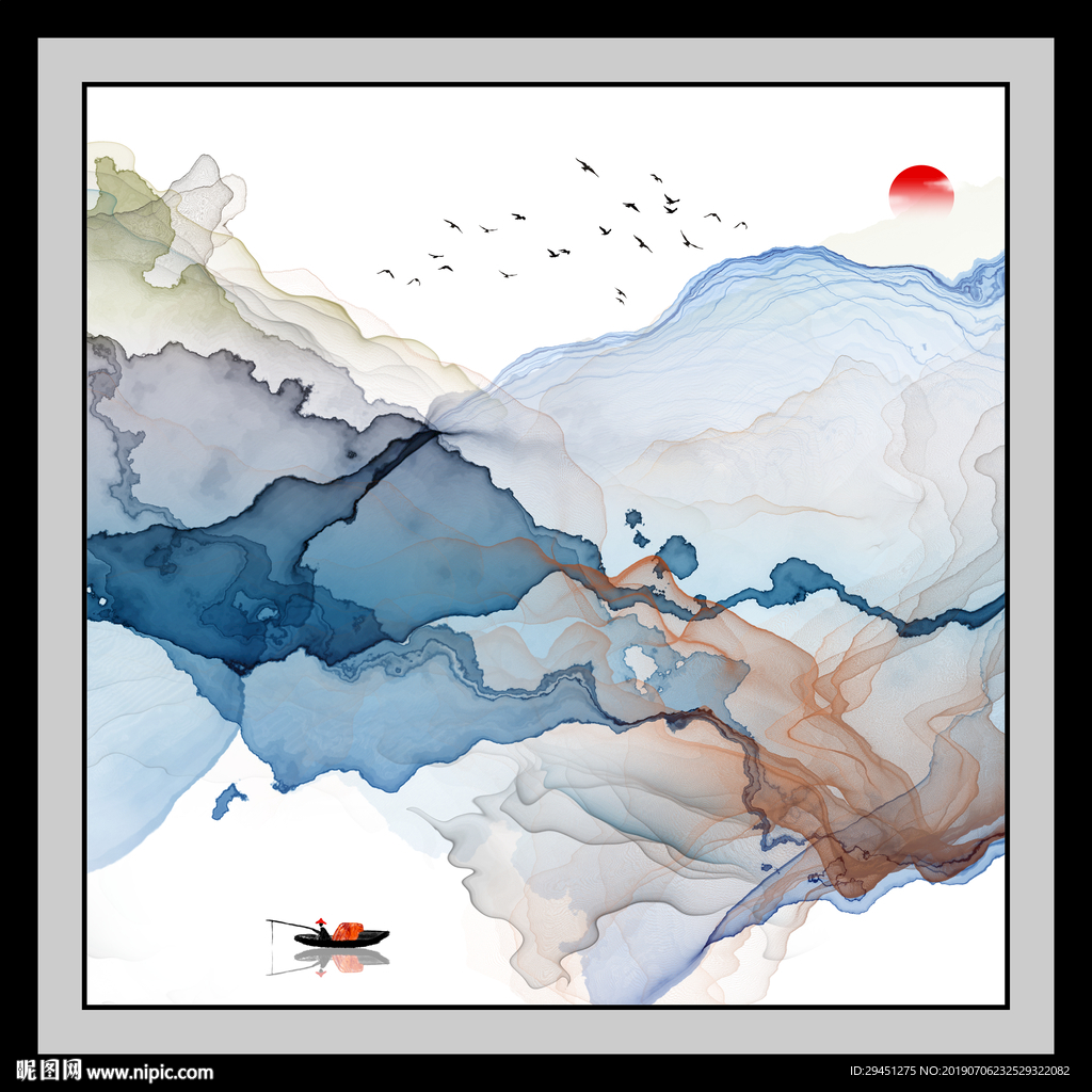 意境 TIF分层 抽象线条画