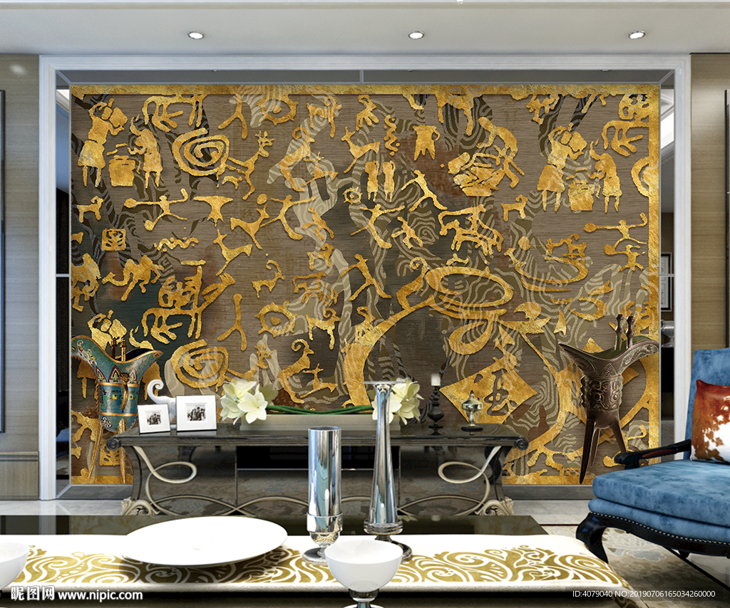 中式酒文化酒店餐厅工装背景墙