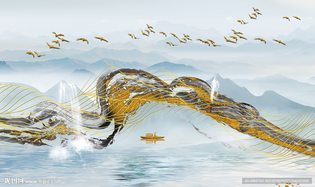 中国风 写意山水画 TIF分层