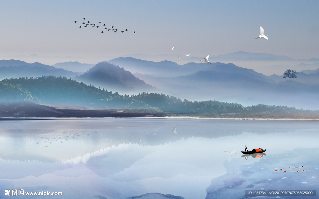 中国风 写意山水画 TIF分层