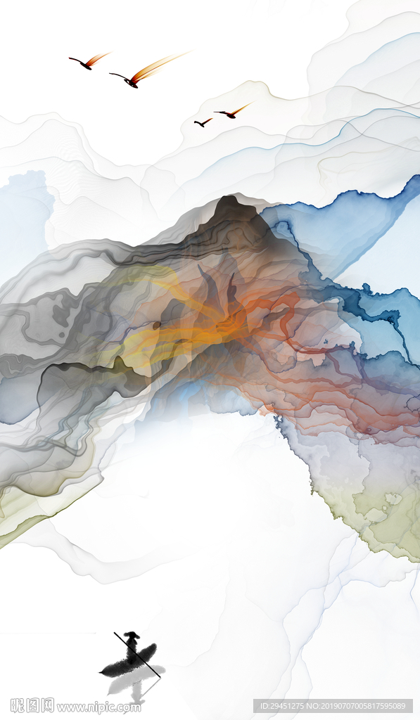 小船 抽象线条画 TIF分层