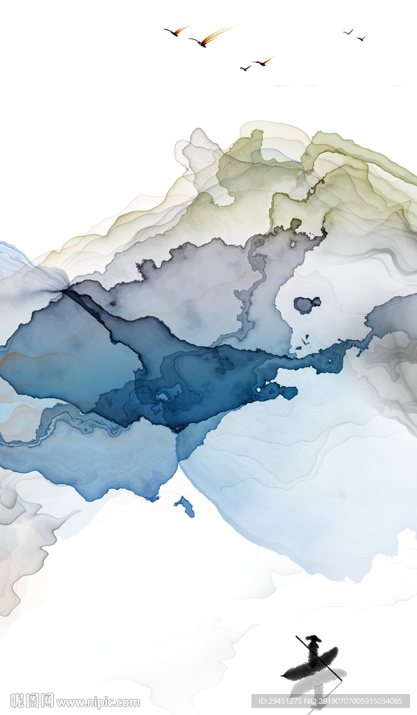 玄关 TIF分层 抽象山水画