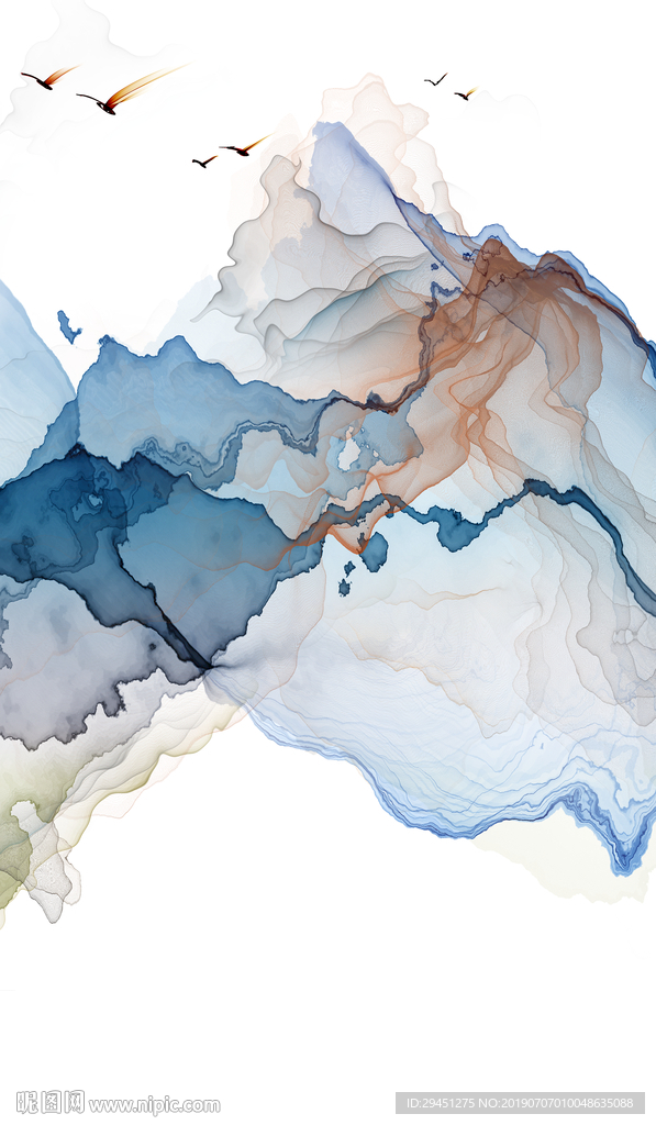 中式 TIF分层 抽象山水画