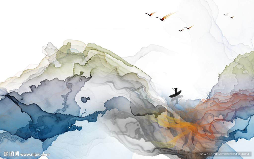 现代TIF分层 意境山水画