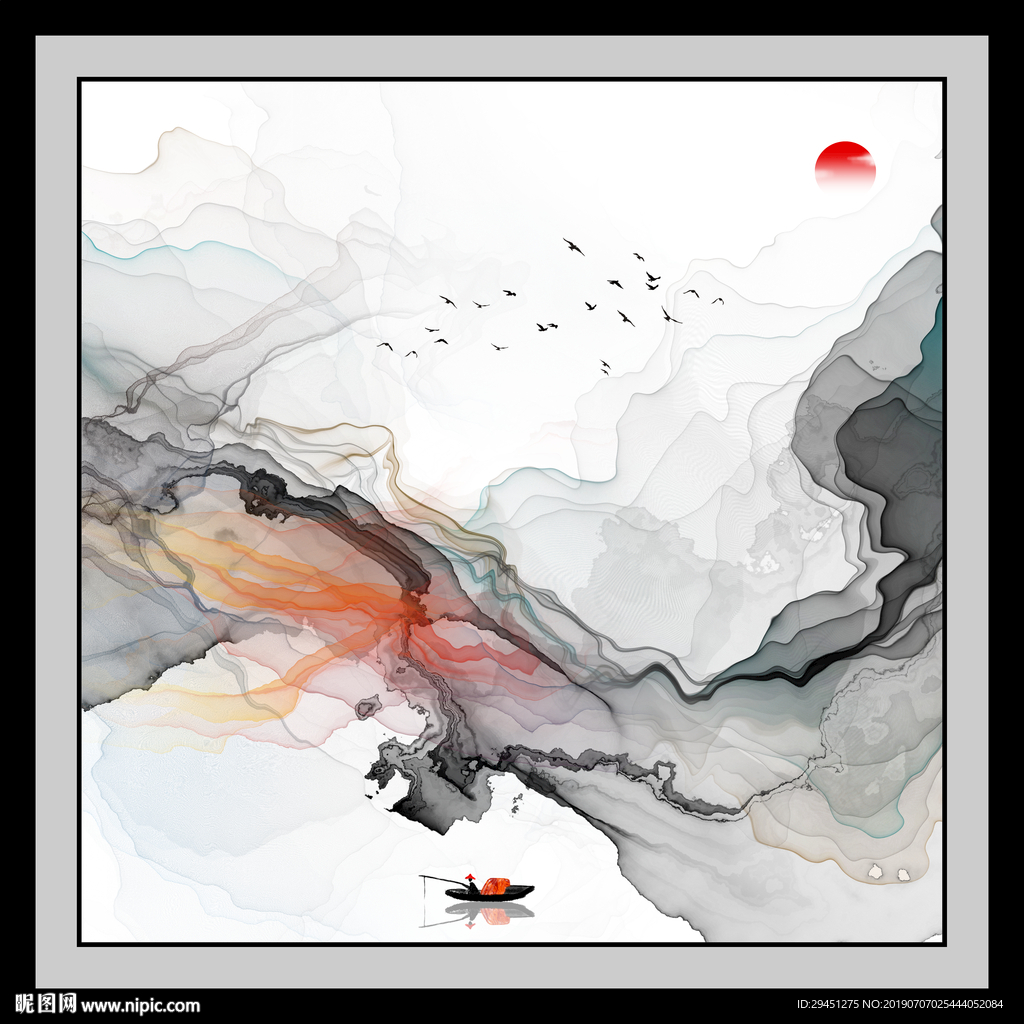 简约TIF分层 意境山水画