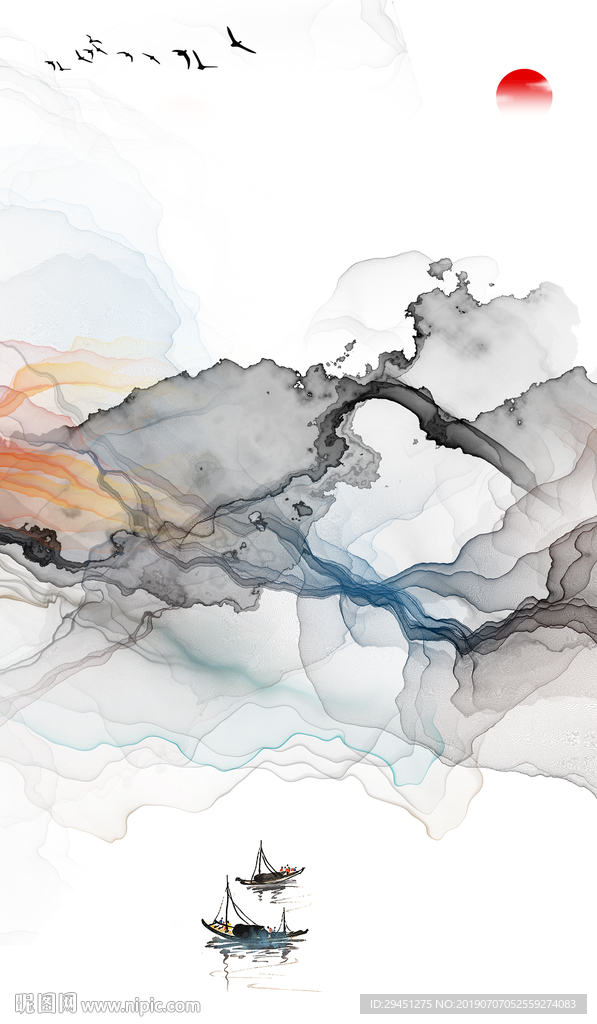 新中式TIF分层 意境山水画