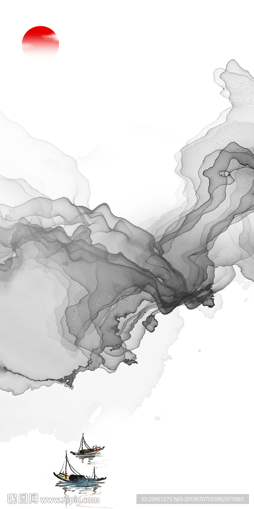 中式 TIF分层 玄关山水画