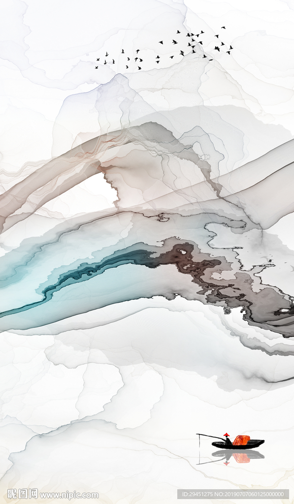 玄关TIF分层 装饰山水画