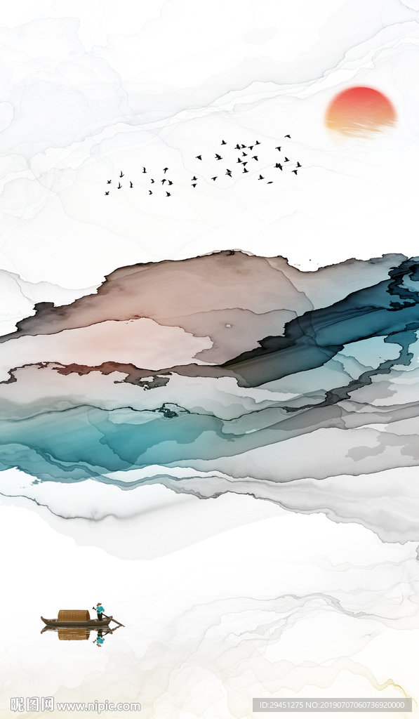 中式 TIF分层 装饰山水画