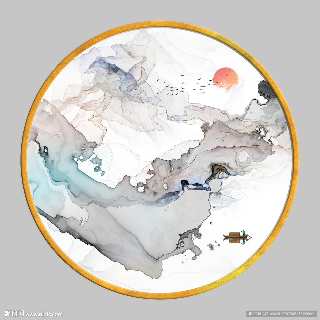 中式画  TIF分层 山水画