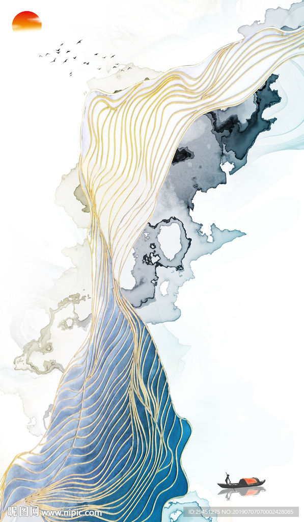 奢华TIF分层 装饰山水画