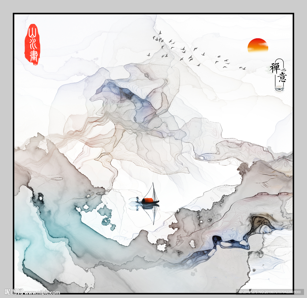 精品山水画 TIF分层画