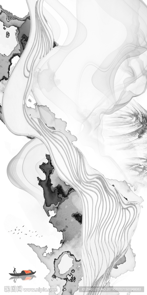 现代山水画 TIF分层画