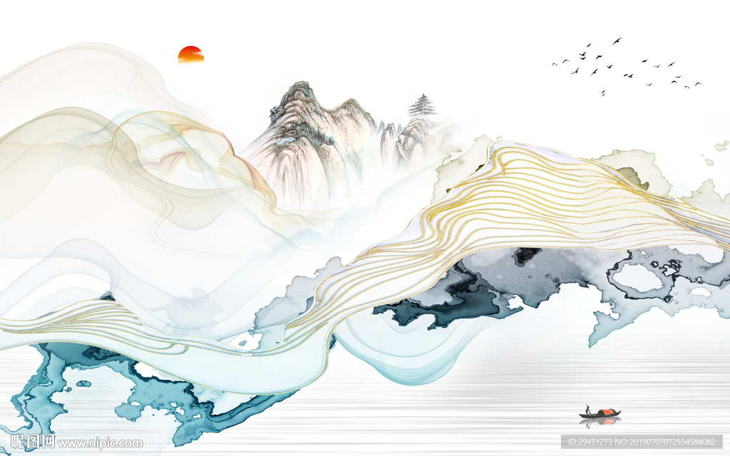 水墨画  TIF分层 装饰画