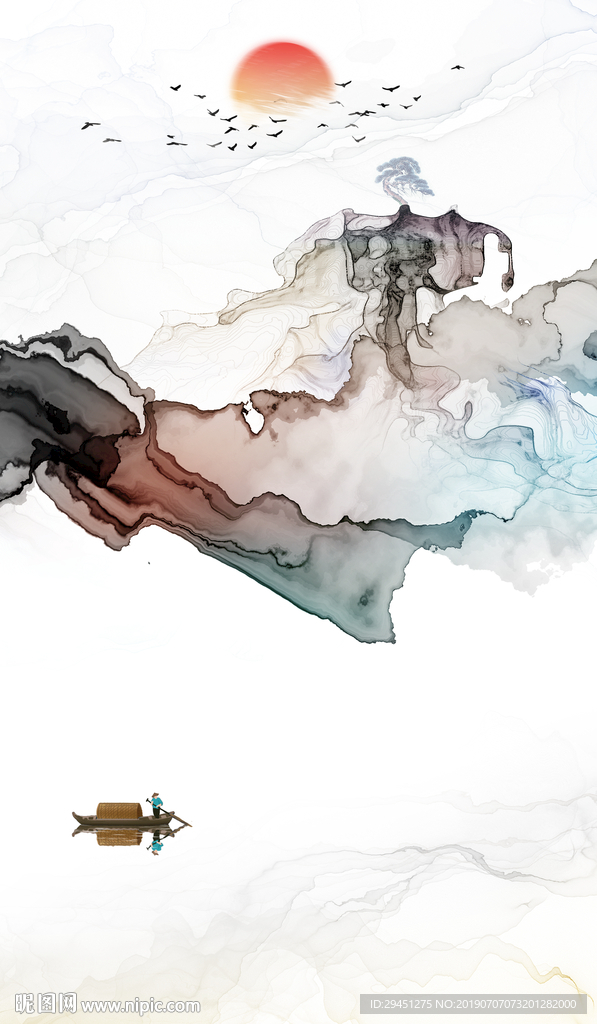 水墨画高档山水画TIF分层画