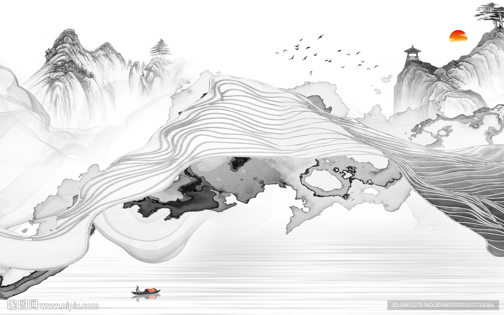 中式  TIF分层 装饰画