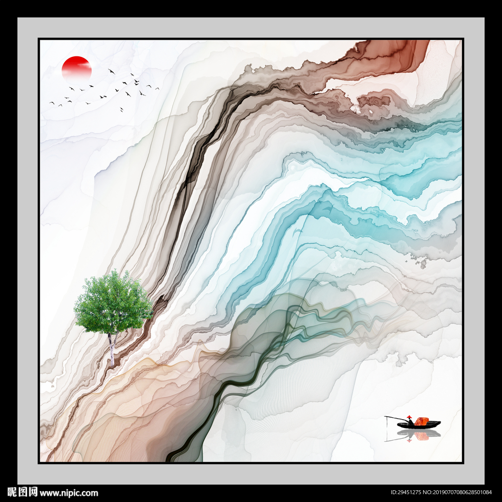 中式意境 山水 TIF分层