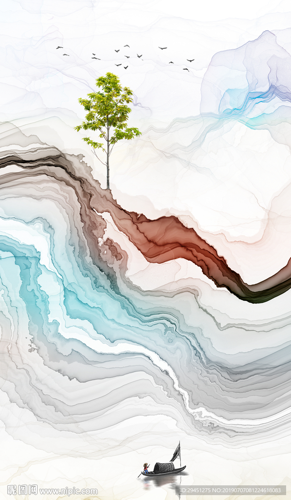 意境水墨画山水 TIF分层