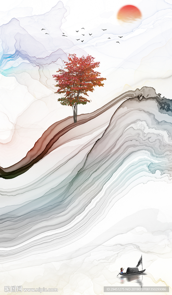 水墨画中式山水 TIF分层