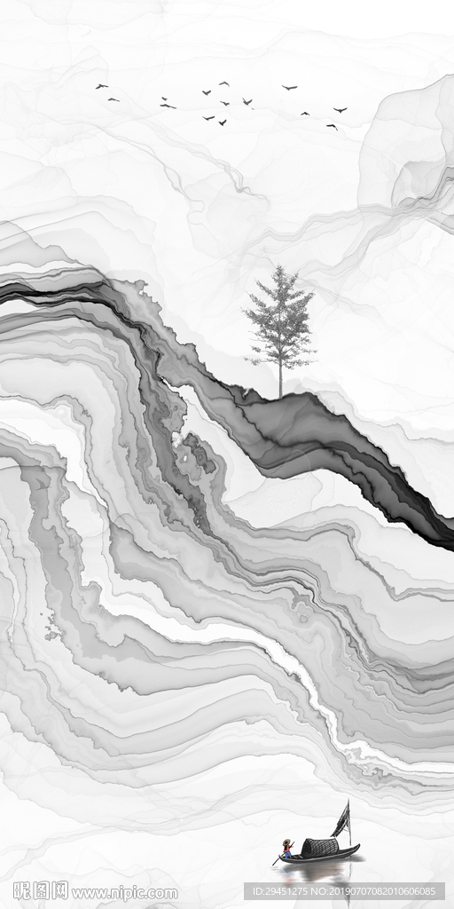 水墨画中式山水画 TIF分层