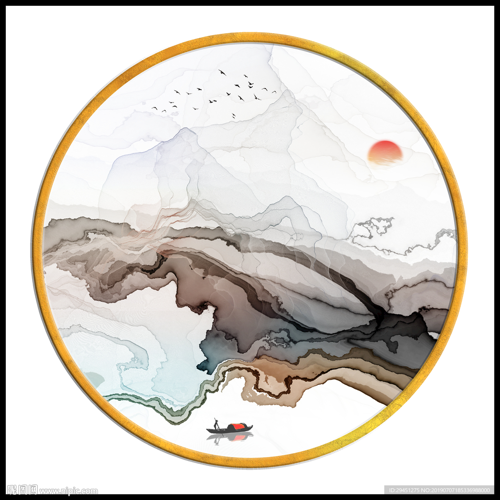 圆形 奢华装饰壁画 TIF分层