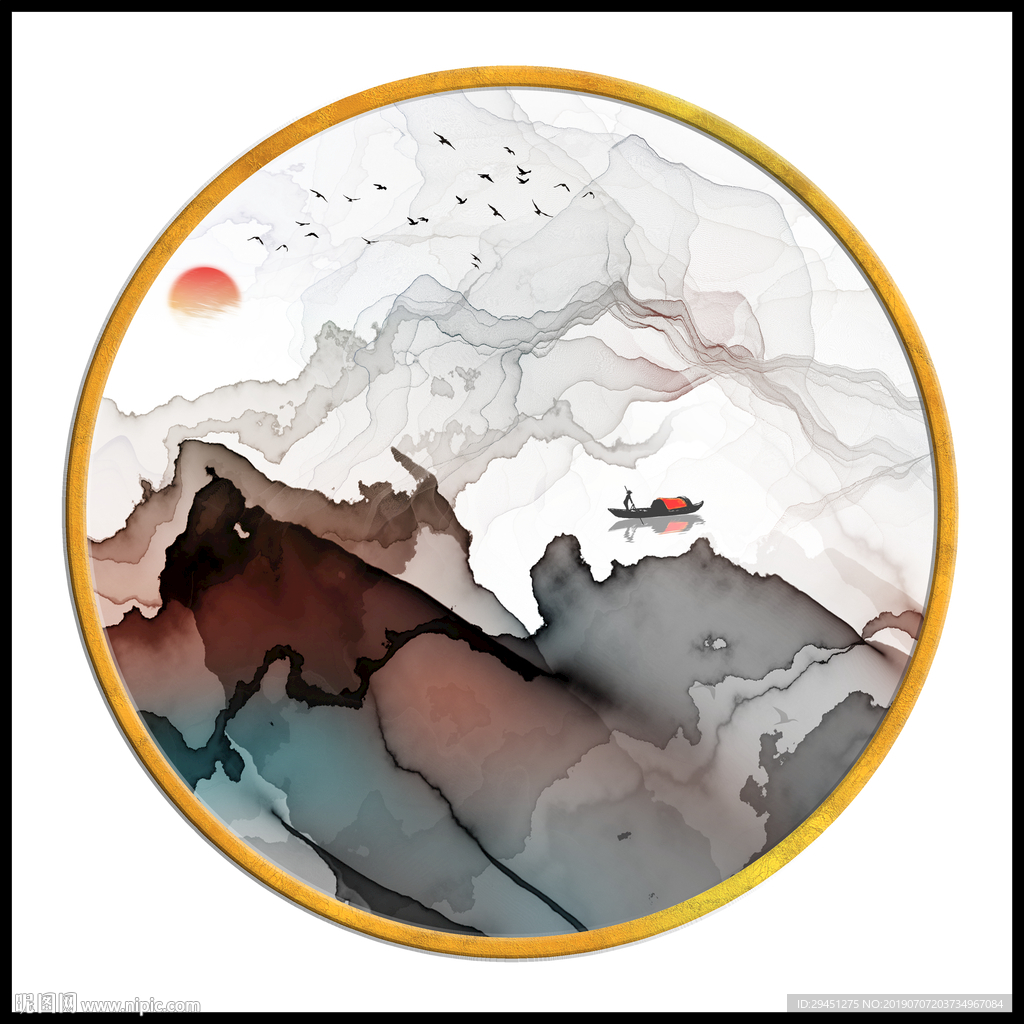 中式奢华创意壁画 TIF分层