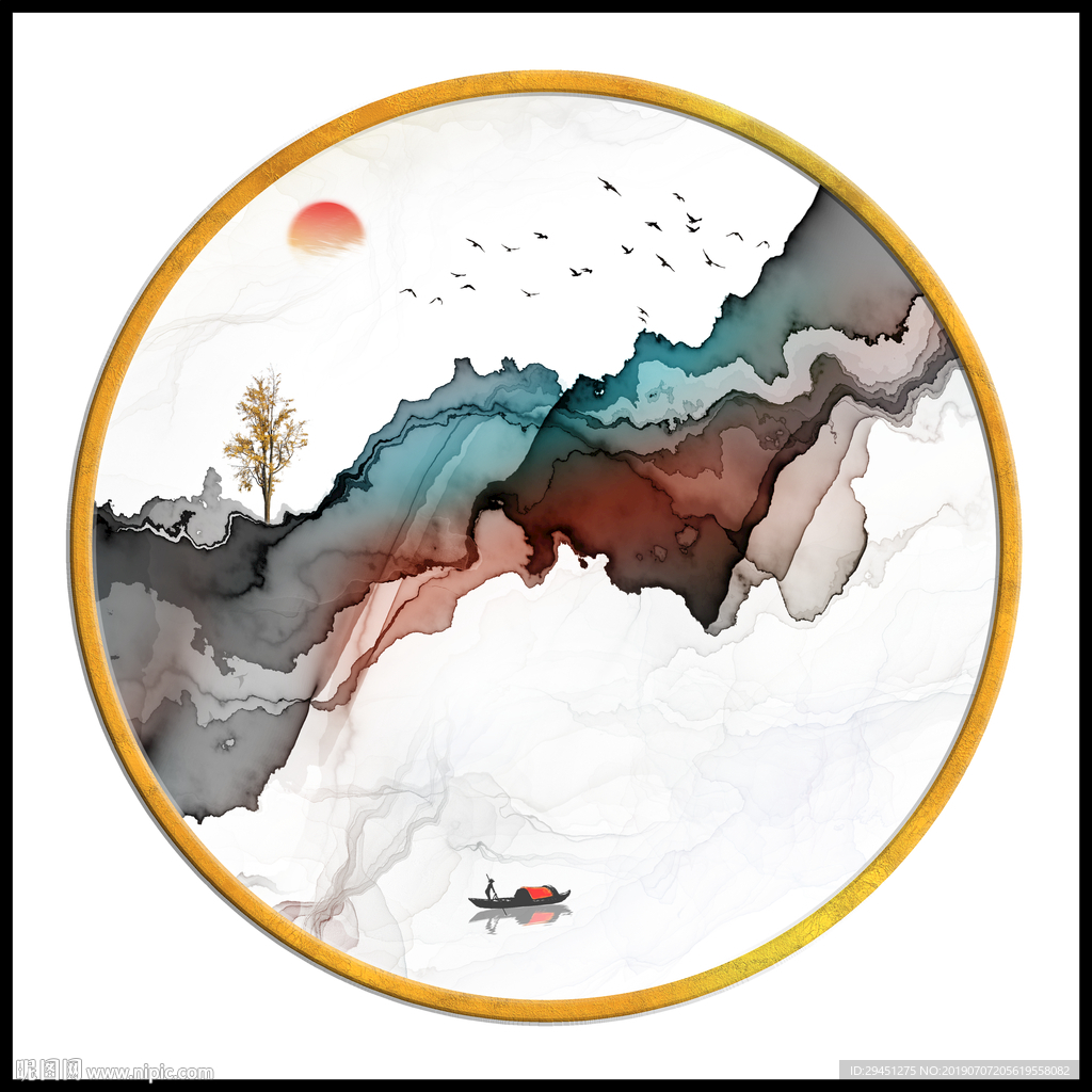 圆形创意高档壁画 TIF分层