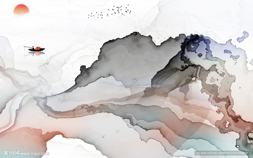 中国风 线条意境画 TIF分层