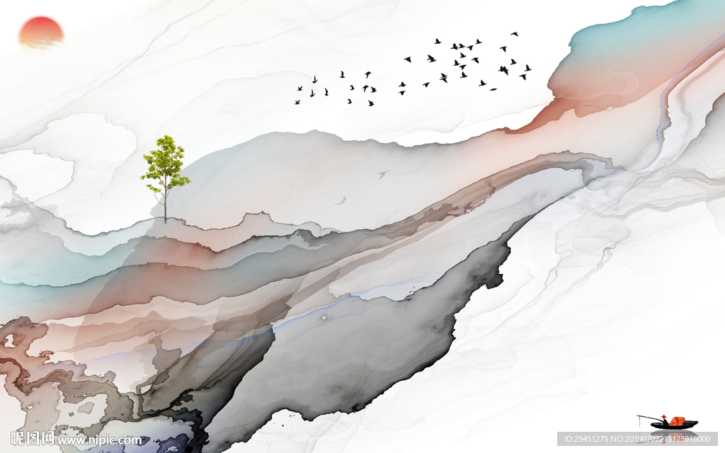 中国风线条意境画 TIF分层