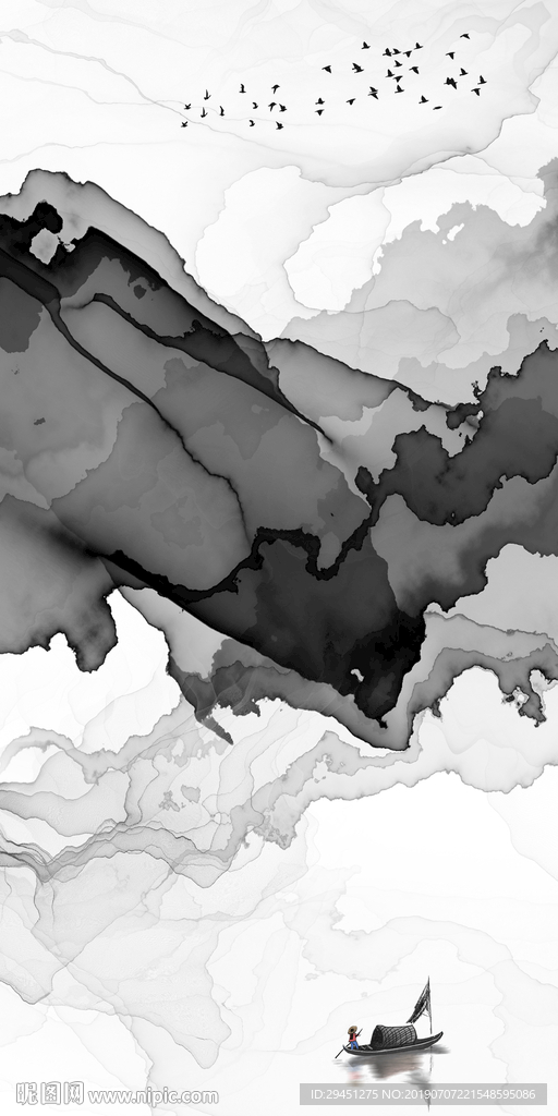 小船线条意境画 TIF分层