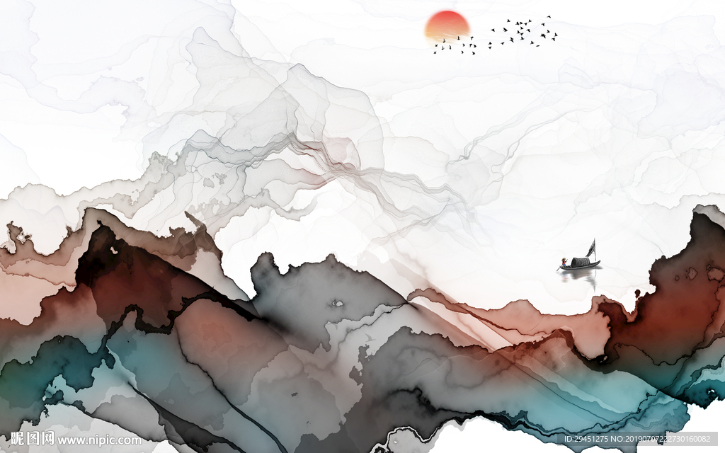 高清大气手绘装饰画 TIF分层