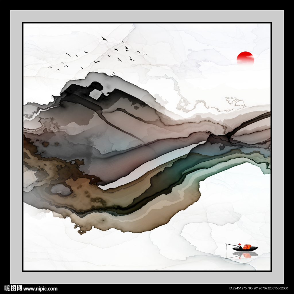 中式精品手绘装饰画 TIF分层