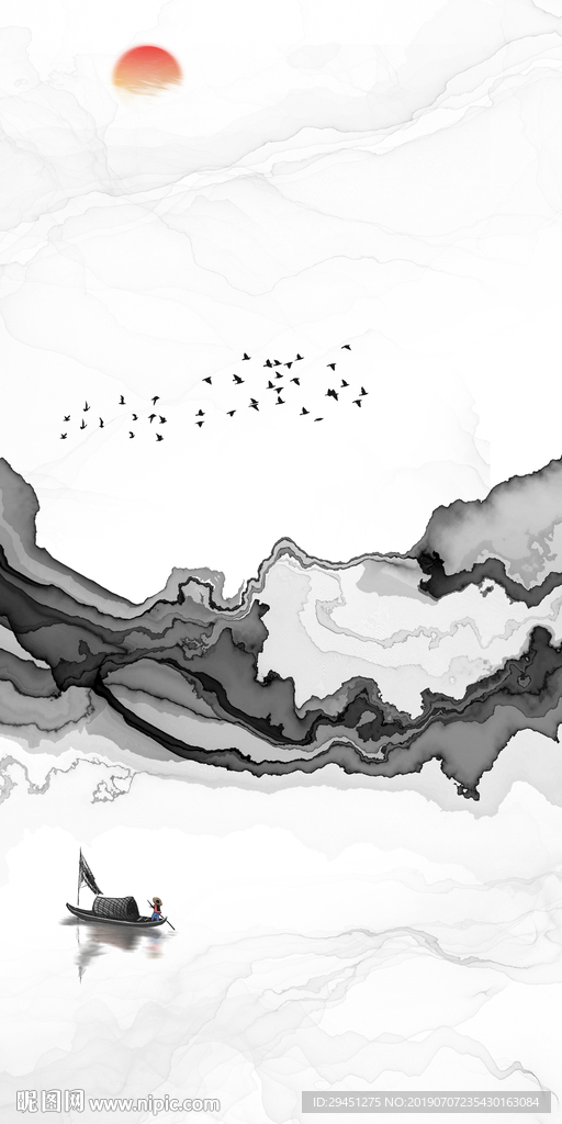 中式 线条抽象画 TIF分层画