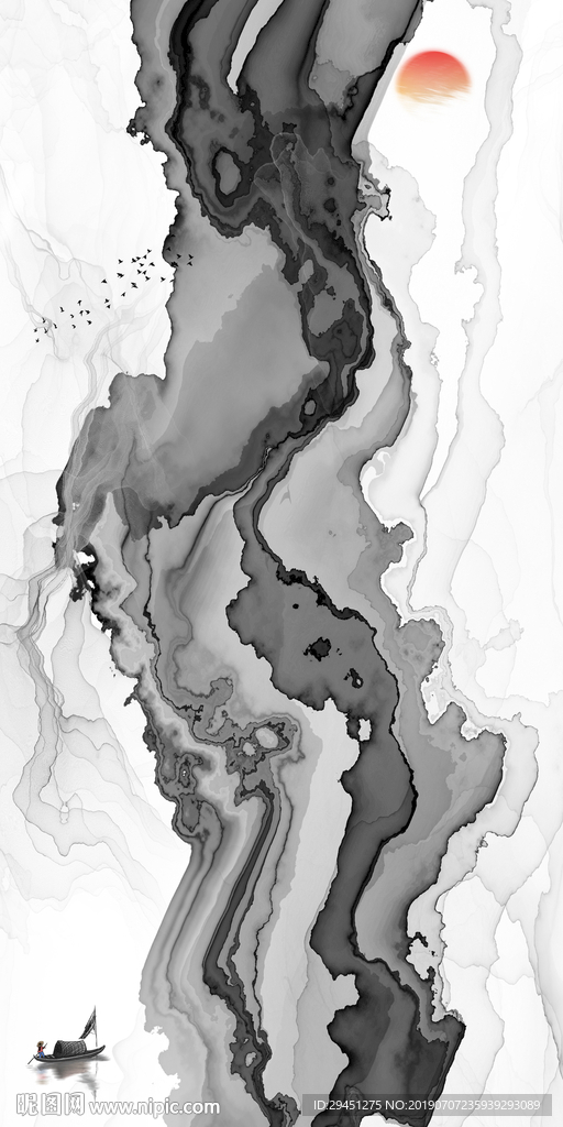 灰色简约线条画 TIF分层画