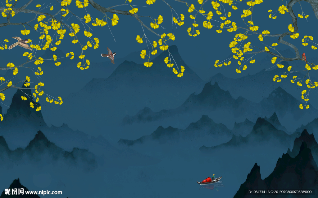 花鸟山水画 TIF分层