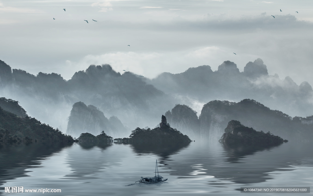 禅意山水意境画 TIF分层