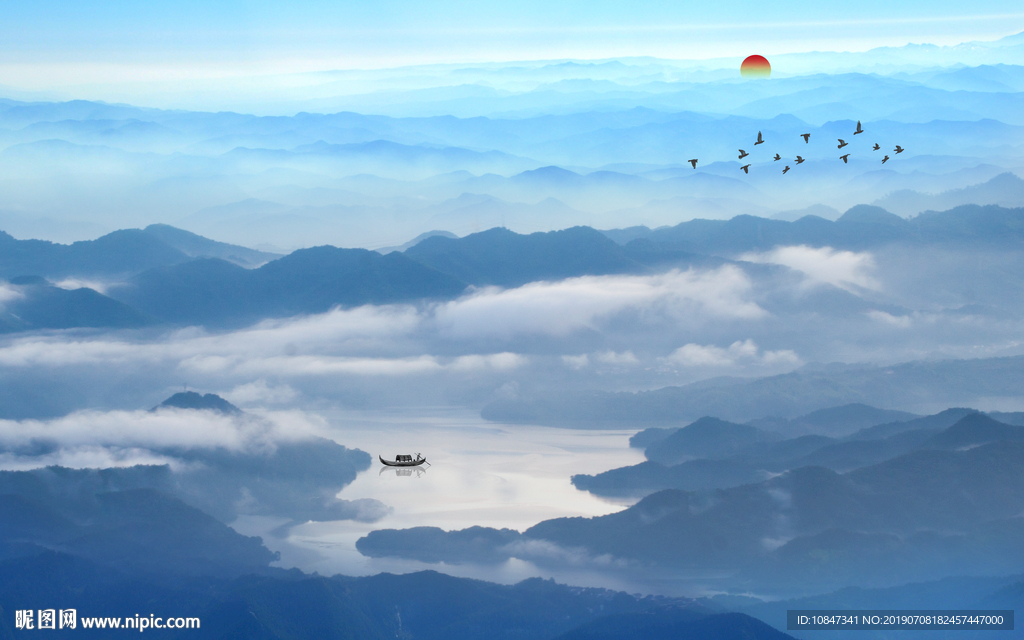 现代山水意境画 TIF分层画