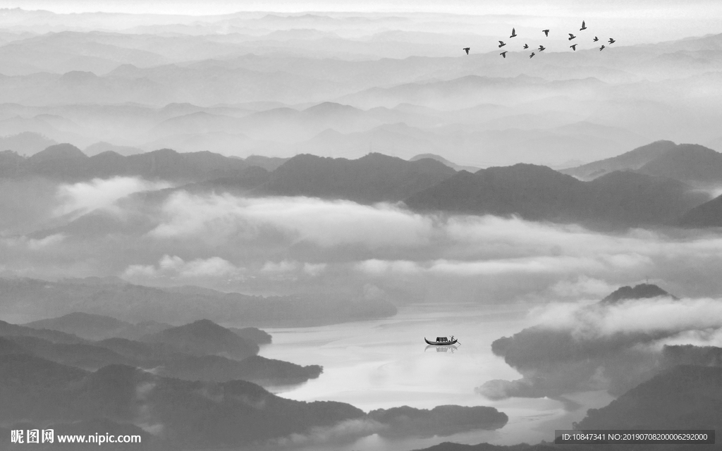 新中式山水意境画 TIF分层画