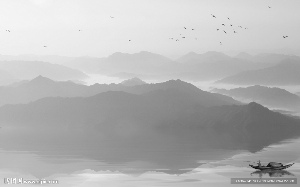 奢华意境山水画 TIF分层画