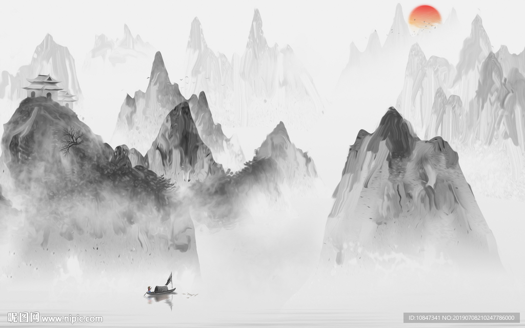 高清 意境山水画 TIF分层画