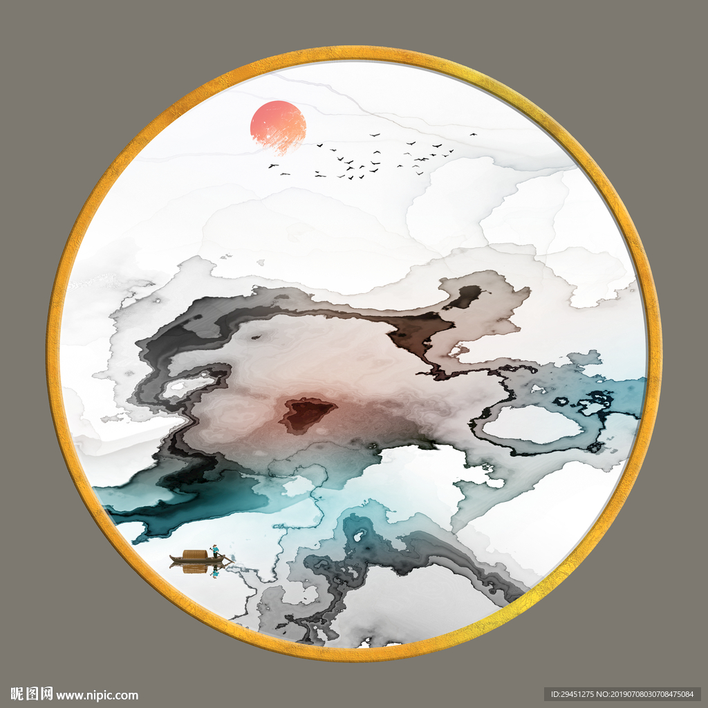 现代意境线条画 TIF分层