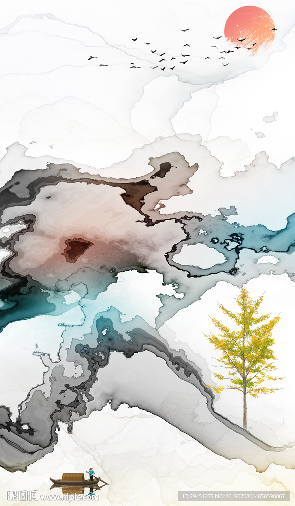 新中式意境线条画 TIF分层