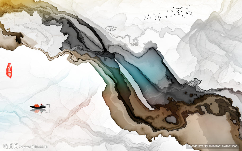 水彩手绘线条画 TIF分层