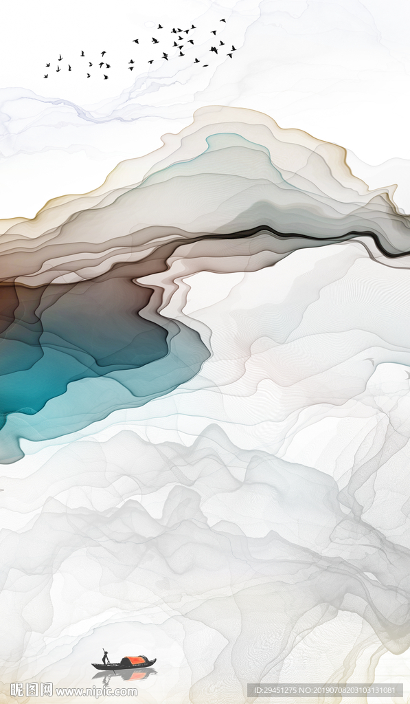 线条中式装饰挂画 TIF分层